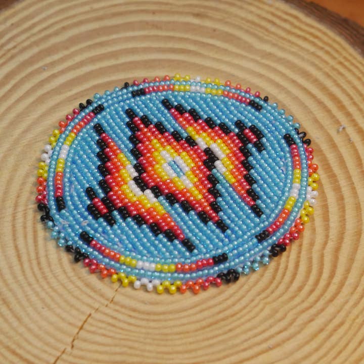 Handmade Native American Beaded Rosette Patch Applique for wholesale by KANGURAH