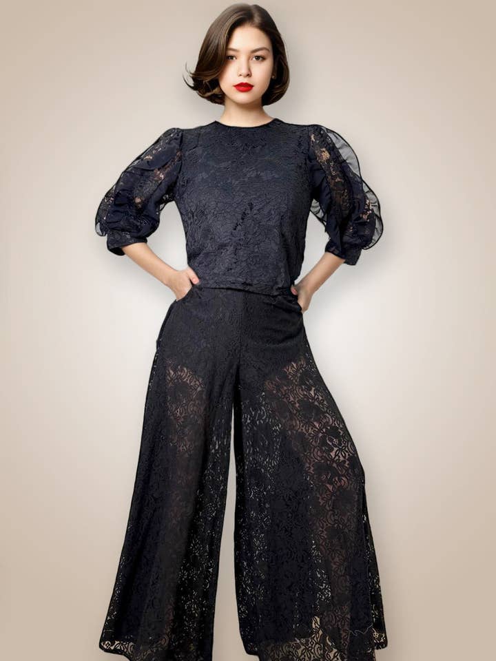 CH0084 PALAZZO LACE PANTS for wholesale by N by Nancy