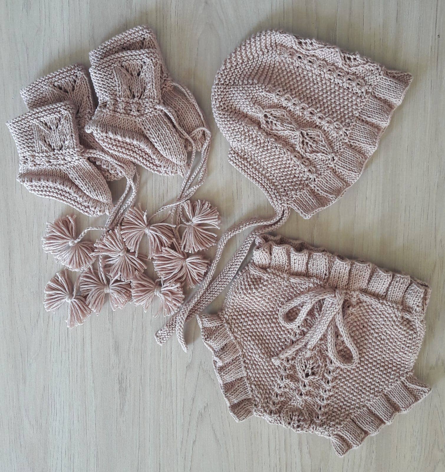 Omnis Pura – Conjunto de roupa - Bebé por atacado – Conjunto de acessórios vitorianos de malha de algodão orgânico para menina1