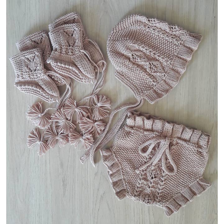 Omnis Pura – Conjunto de roupa - Bebé por atacado – Conjunto de acessórios vitorianos de malha de algodão orgânico para menina1