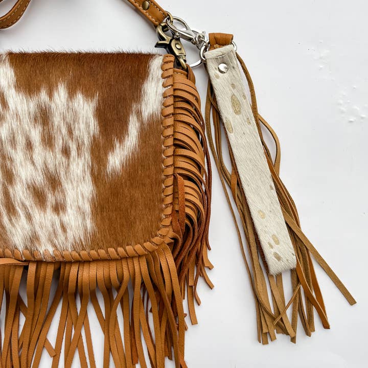 Boho Ranch Shop – wholesale Keychain – Women's – Cowhide Leather Fringe Tassel Keychain2