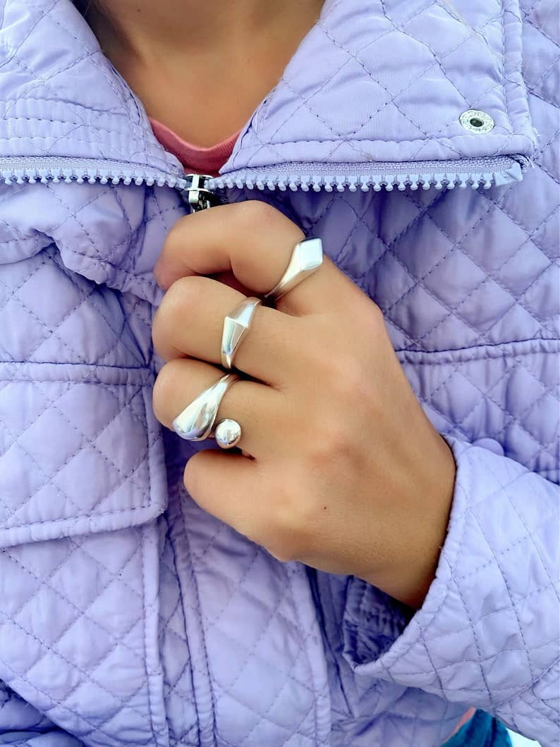 Christina Christi - Wholesale Cocktail/gelegenheidsring - Zilveren ringen dames, brede ringen, verstelbare ringen0