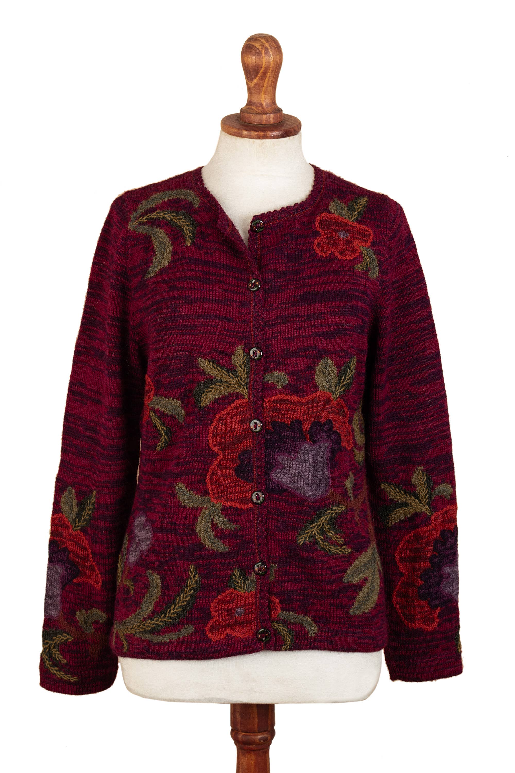 NOVICA - Wholesale Cardigan - Women's - Royal Flower 100% Alpaca Art-Knit Cardigan0