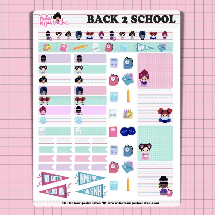 FOGLIO ADESIVO Back 2 School PLANNER per la vendita all'ingrosso da parte di Hola Mijas Bonitas
