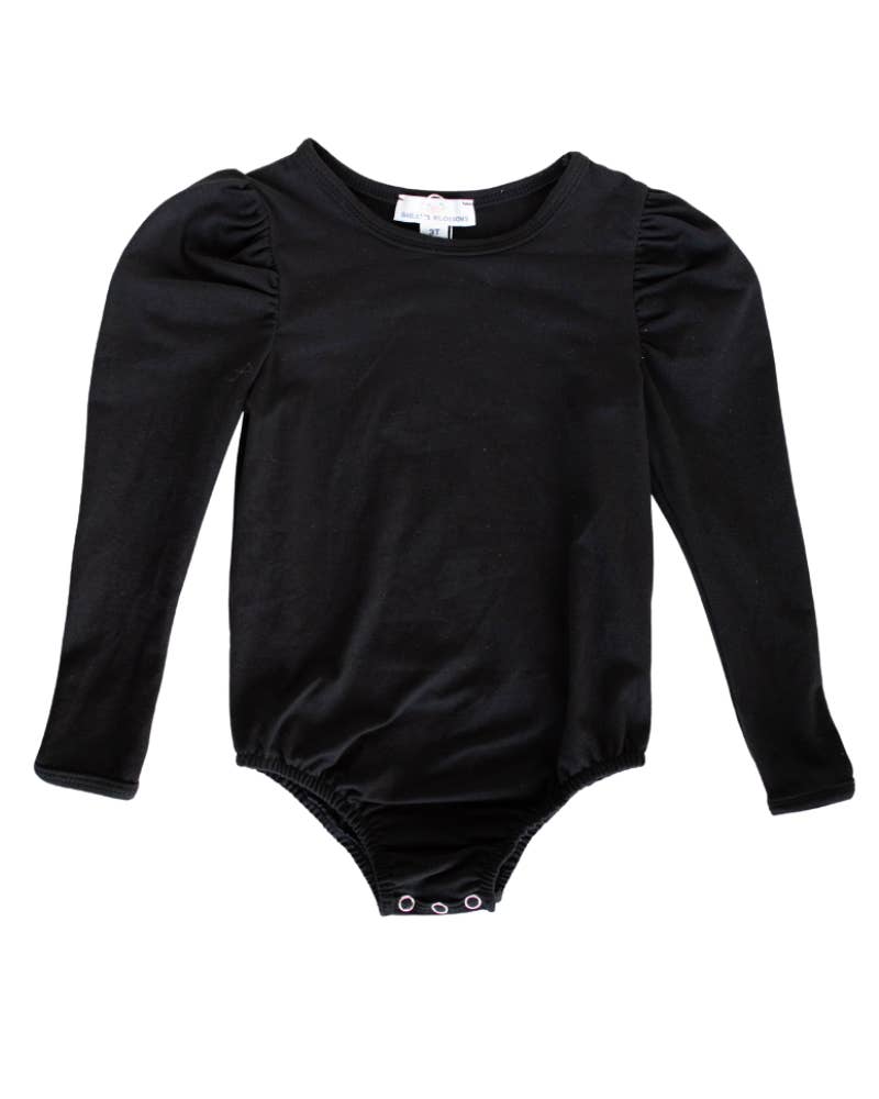 Bailey's Blossoms - Wholesale Leotard – Child - Rosalind Puff Long Sleeve Leotard - Black
