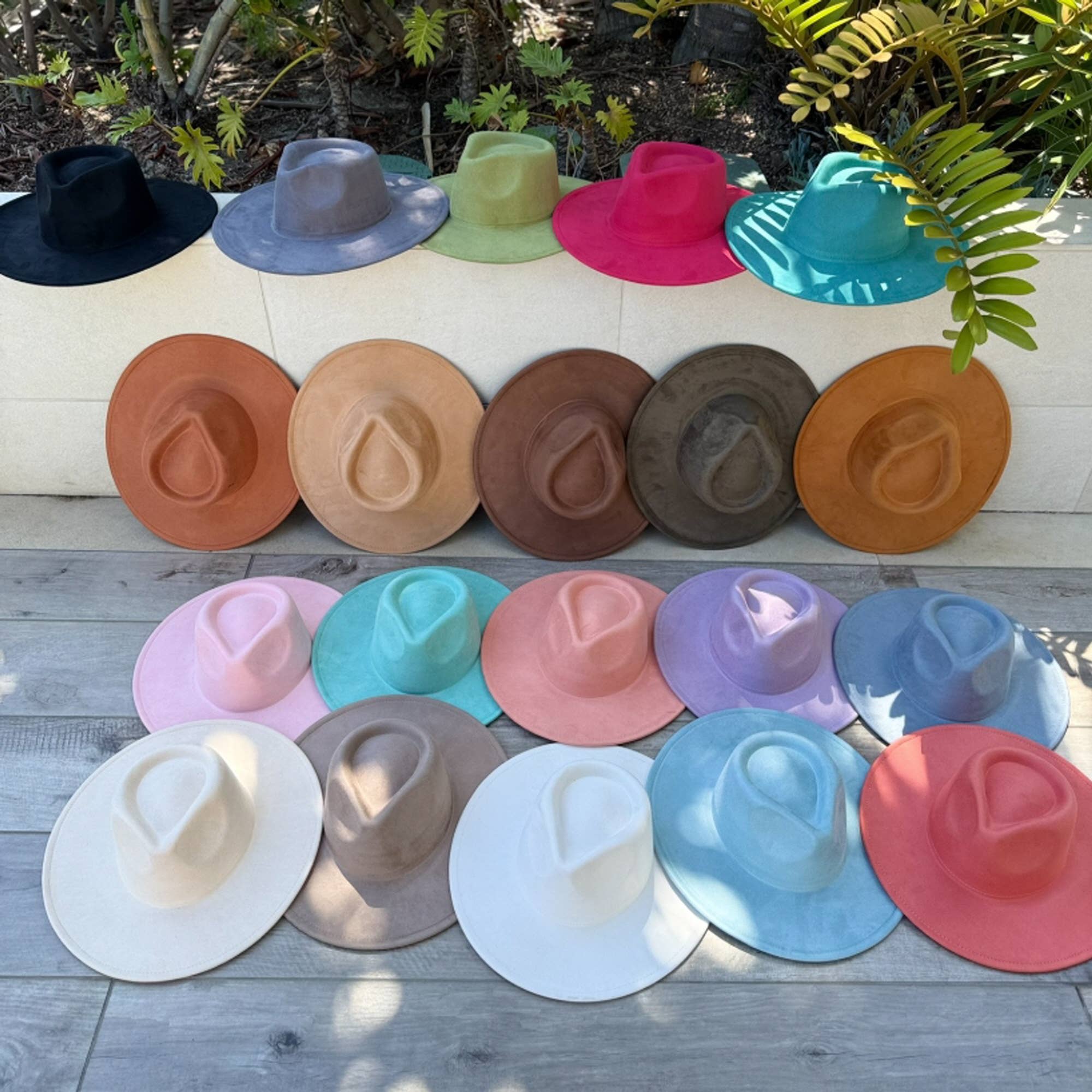 Queens INC - Wholesale Fedora - Women's - 🤎 Vegan Suede Wide Brim Rancher Hat – Unisex, 4" Flat Brim20