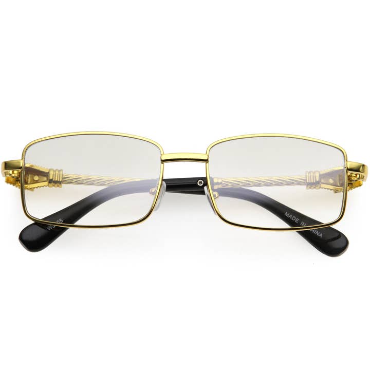 SPARE-SPECS, LLC - Wholesale Sunglasses - Unisex - Bold Retro Jaguar Metal Plated Detail Square Sunglasses D247