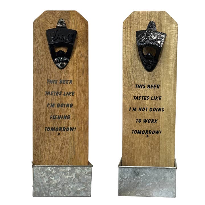 Wilco Home - Wholesale Bottle/wine opener - Mango Wood Wall-Mounted Bottle Cap Opener with Catch Box2