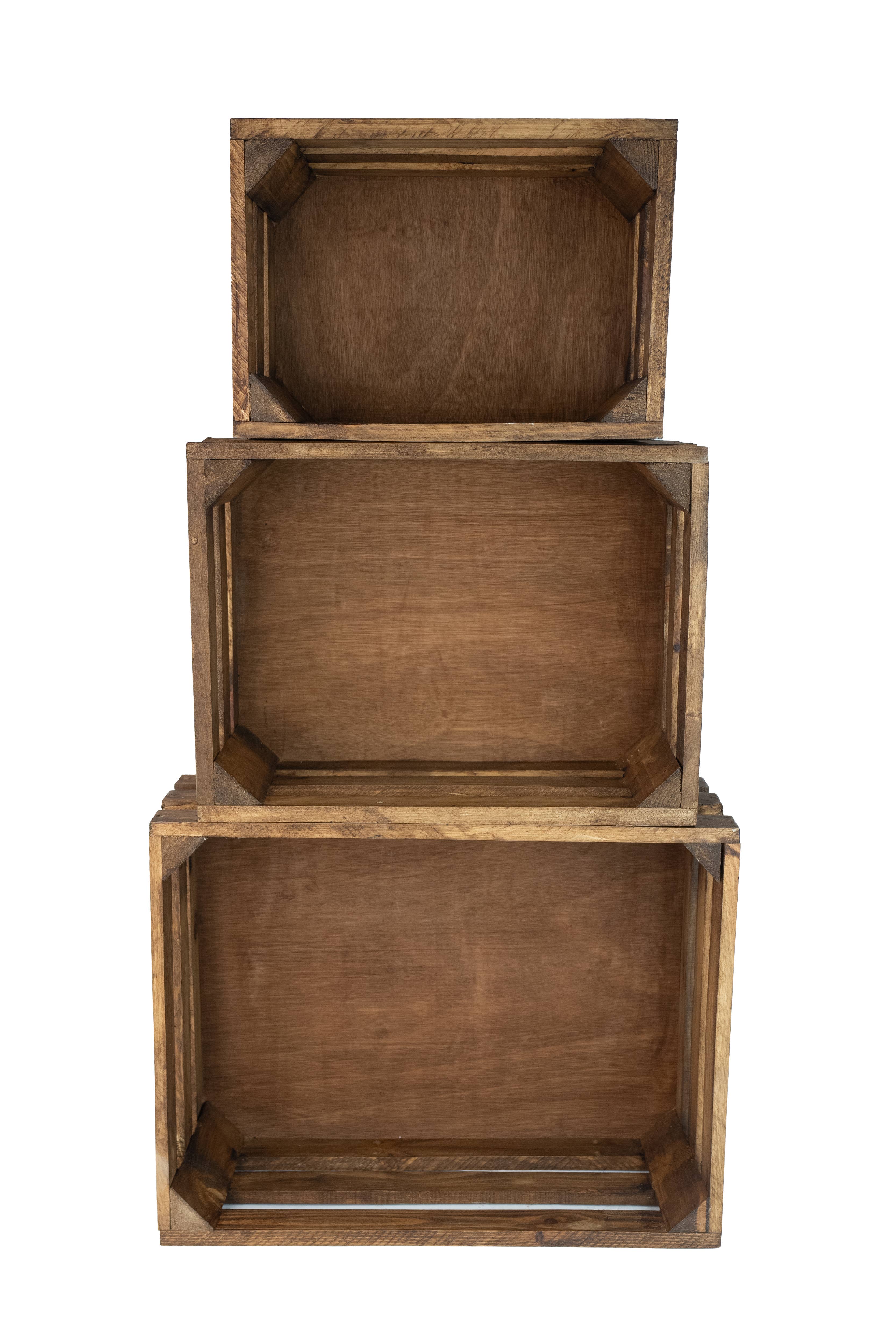 My Amigos Imports - Wholesale Retailer Display - Home & Living - Killian Rustic Wood Crate-Store Display-Set of 3-Brown 2