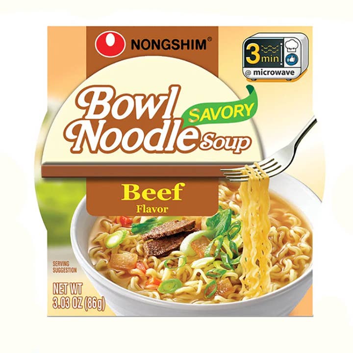 K Moitves - Wholesale Ramen - Nongshim Beef Noodle Bowl-86g (Pack of 12 Cups)