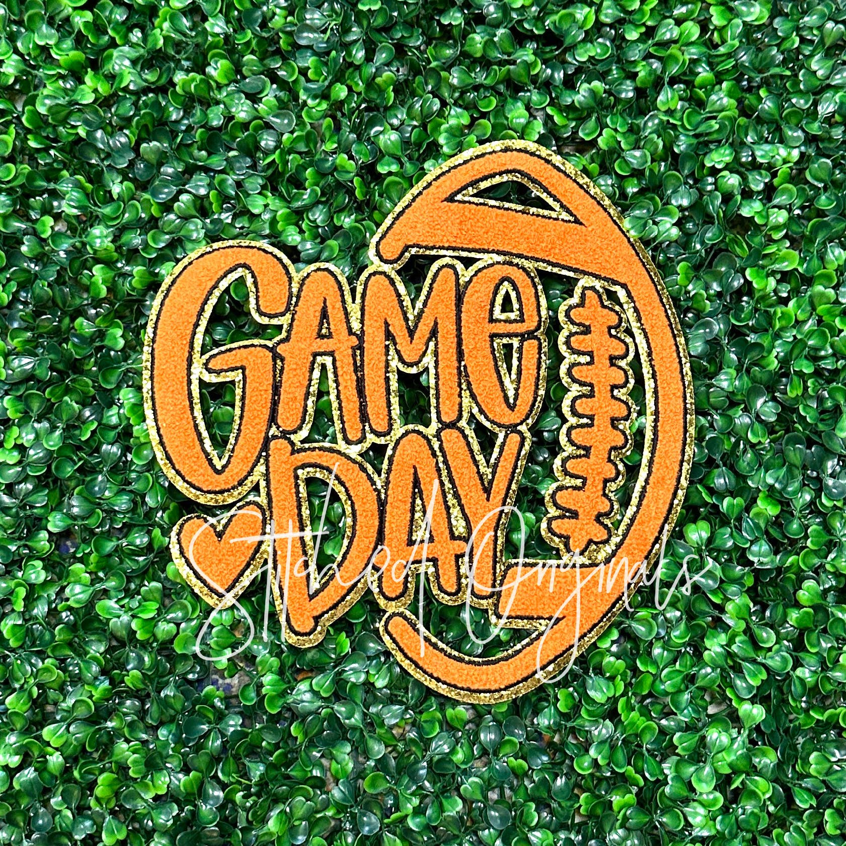 Stitched Originals - Wholesale Patch - Orange Football Game Day Patch, Iron on Patch, Chenille Gold1