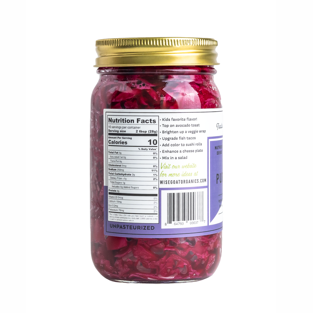 Wise Goat Organics LLC - Wholesale Pickled Vegetables - Organic Purple Cabbage Kraut - Pickled Vegetables1