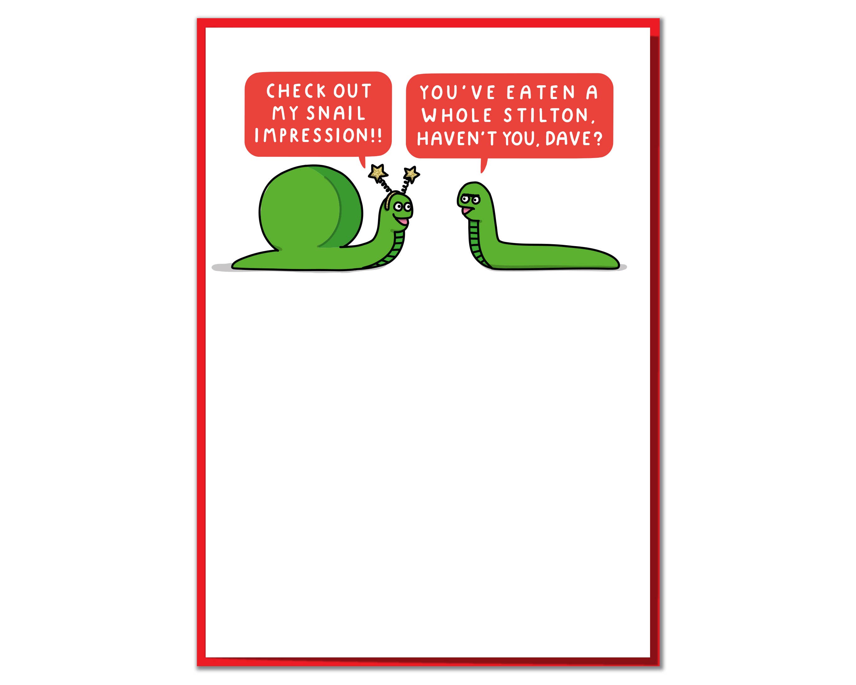 Mungo And Shoddy – wholesale Christmas card – Snail Impression. Funny Christmas Card0