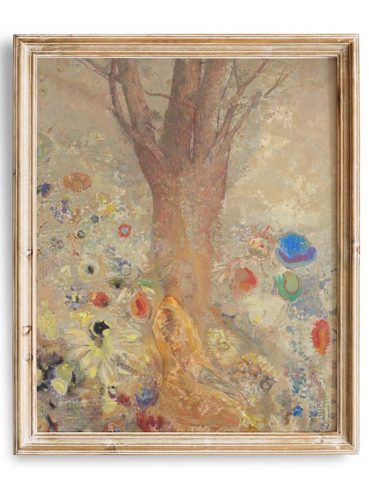 Vintage Forest Meditation Boho Målning, Zen Yoga Väggkonst för wholesale av Knot & Soul