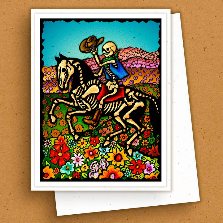 Handgjort gratulationskort - De dödas dag - Cowboy för wholesale av The Kaleidoscope Designs