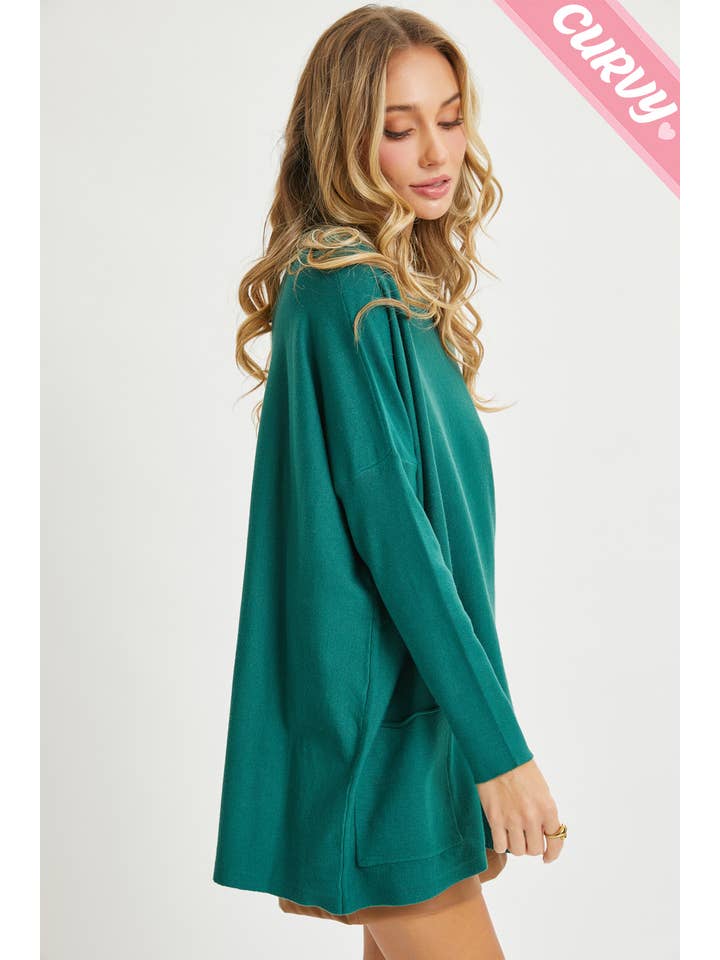 Sweet Lovely by Jen - Wholesale Tunic Sweater - Women's - FRONT POCKET OVERSIZE SWEATER PLUS SIZE62