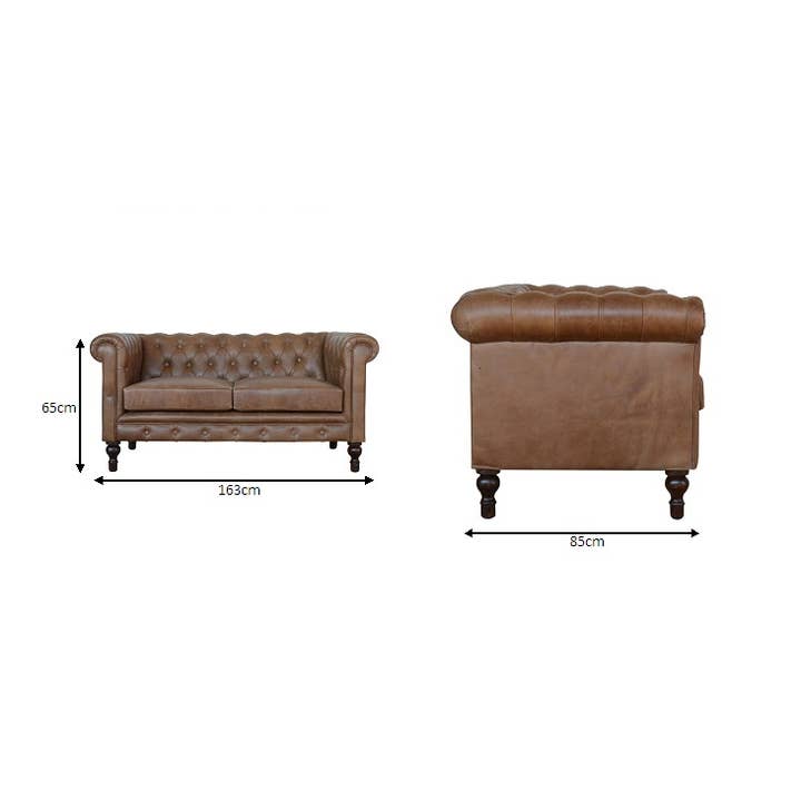 Artisan Furniture - Wholesale Sofa - Brown Leather Double Seater Chesterfield Sofa9