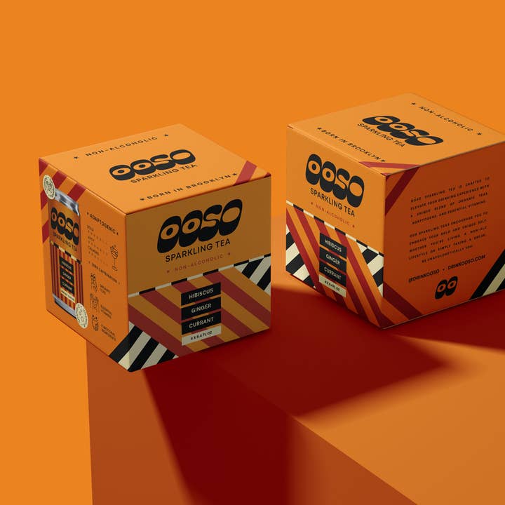 OOSO Sparkling Tea - Wholesale Non-Alcoholic Spirits/Wine/Beer - Hibiscus Ginger Currant Sparkling Tea | 4-Pack Boxes1