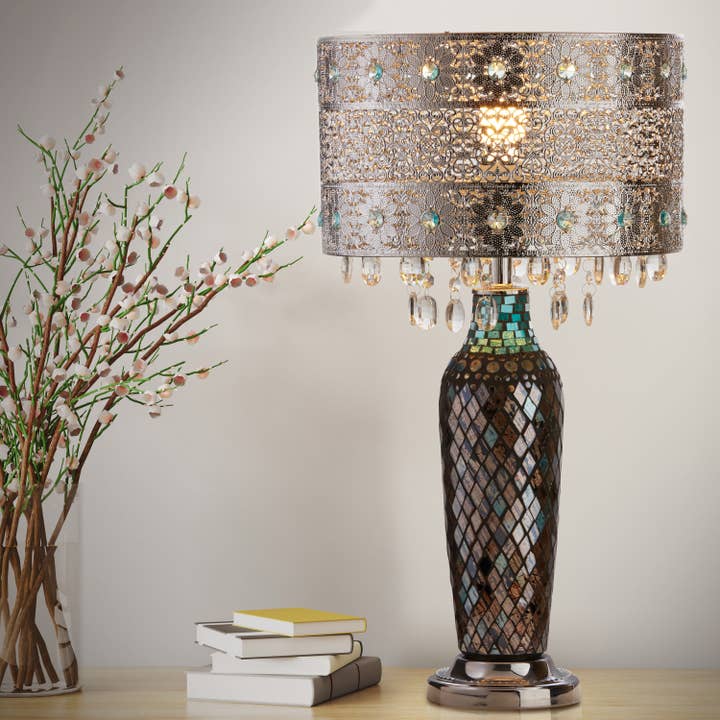 24.25"H Gloria Silver and Turquoise Table Lamp for wholesale by River of Goods