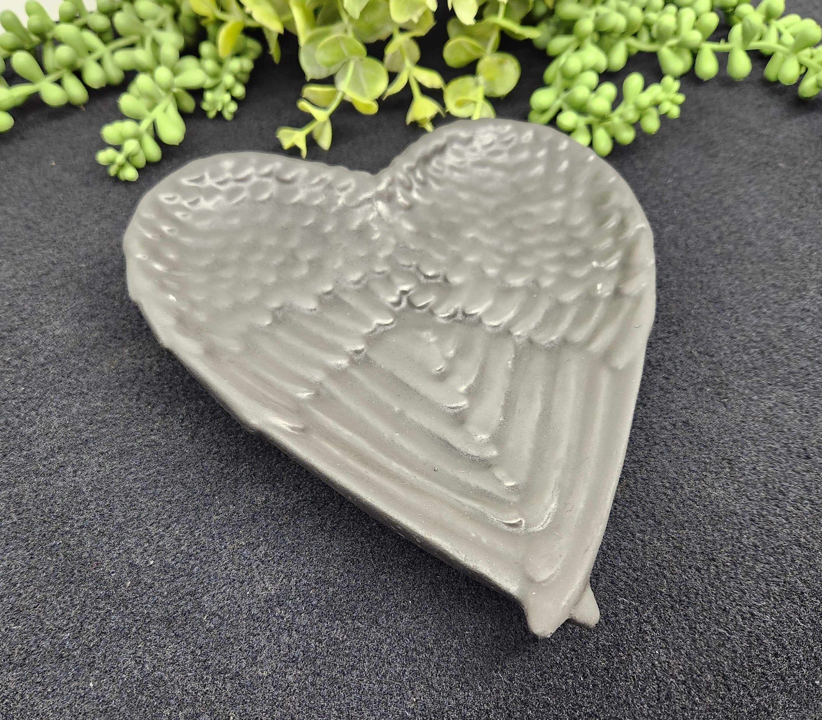 Meraki Gemstones - Wholesale Decorative Plate/Dish/Bowl - Shungite Angel Wing Plate/Bowl (Approximately 7"x6"x1.25")