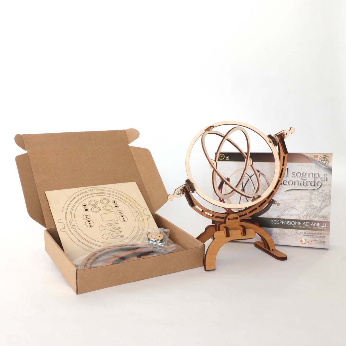 Dahimo - Vente Kit de bricolage - Suspension à Anneaux Leonardiana - Modèle en bois6