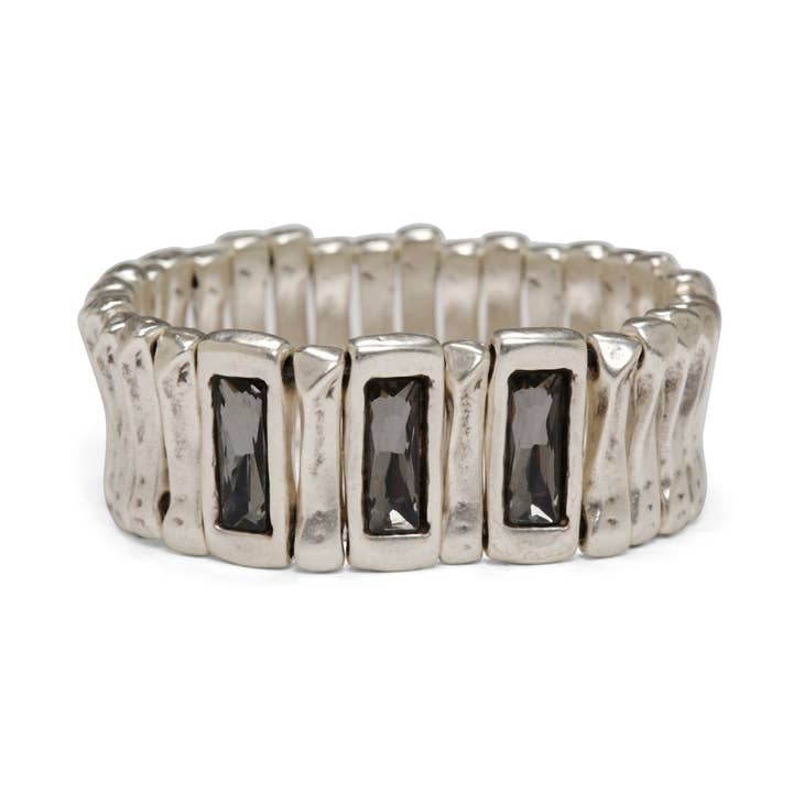 Handmade Pewter & Crystal Bracelet - NB2155 SMOKY for wholesale by Chanour