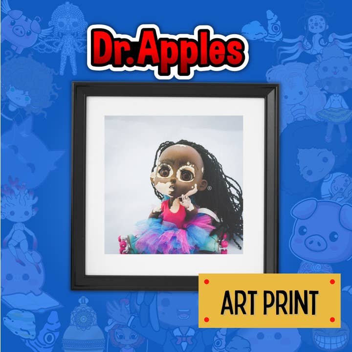 Impression d'art - Patins noirs pour fille - Poupée d'art Ooak pour la vente par Dr. Apples, LLC