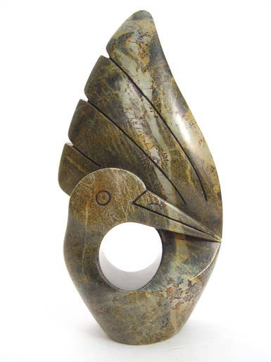 Mbare Home + Gift - Vente Sculpture - Oiseau de pierre avec ailes levées1