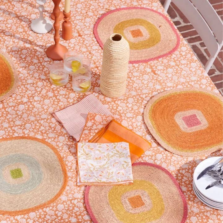 Bonheur du Jour - Wholesale Dinner & Cloth Napkin - Set of 2 Table Napkins - Large Orange Stripes2
