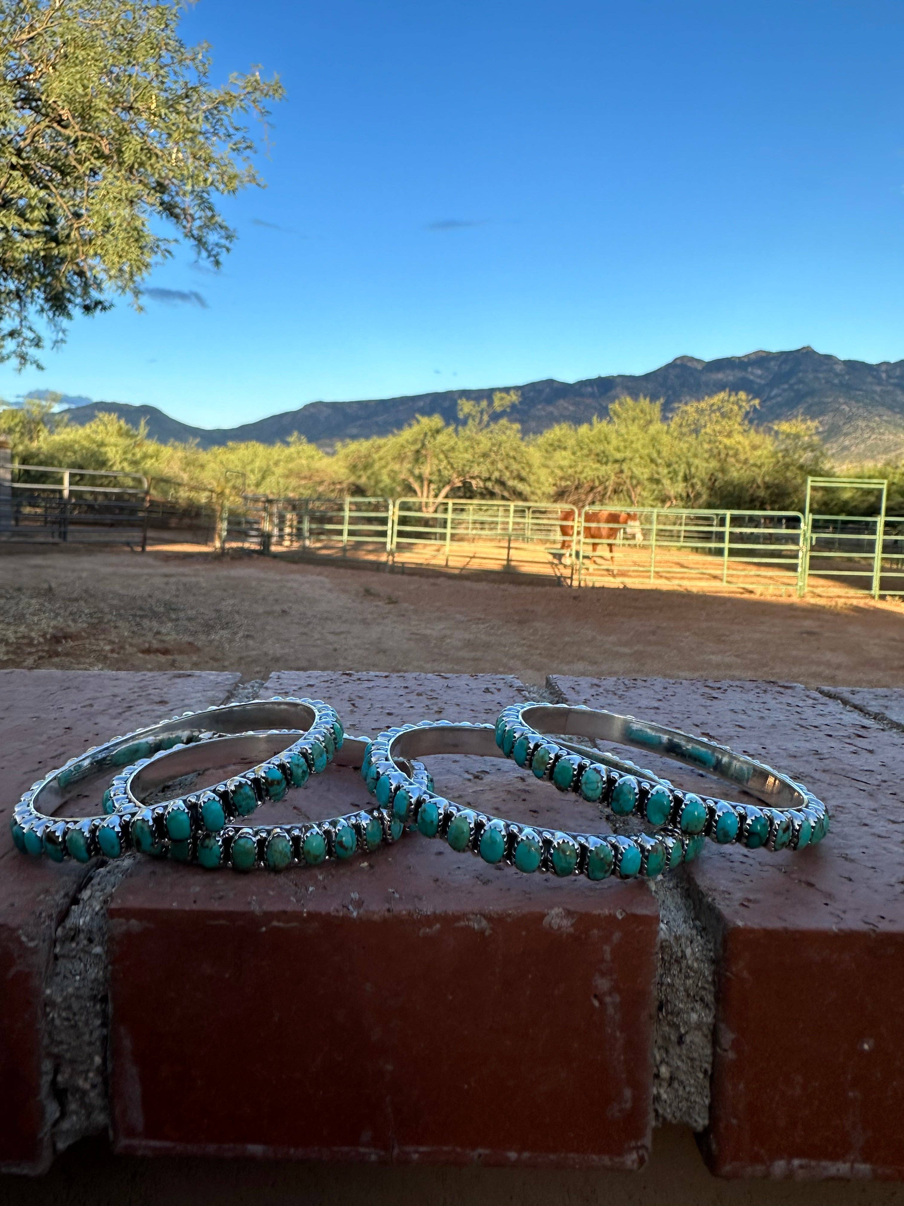 Nizhonitradersllc – Engroshandel Armbånd – Håndlavet Royston Turkis & Sterlingsølv Armbånd 7,5 tommer4