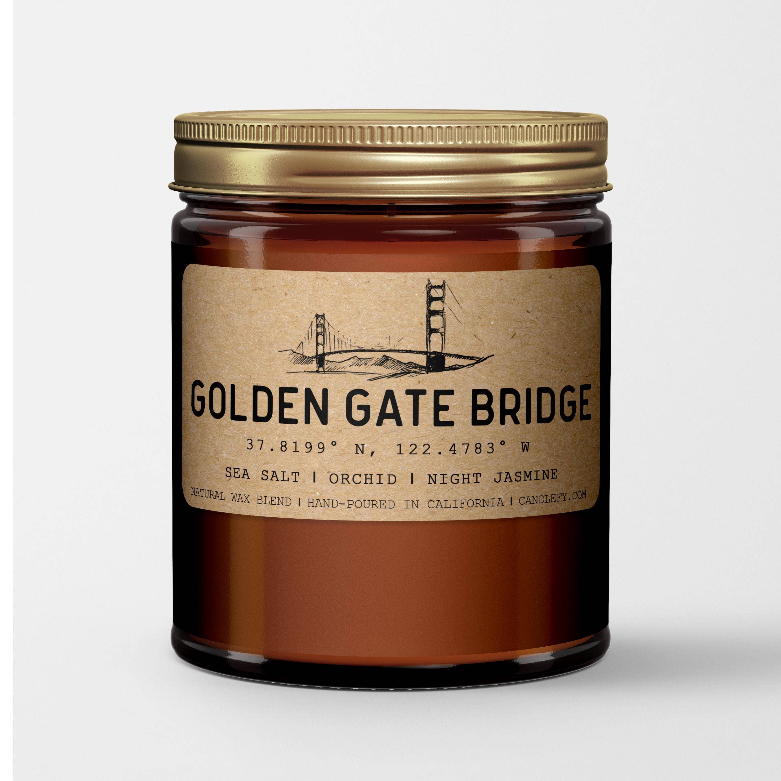 Candlefy - Wholesale Jar/Filled Candle - Golden Gate Bridge, California Scented Candle, Amber Glass2