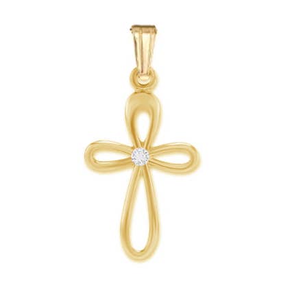 Ciondolo a forma di croce con zirconia cubica per la vendita all'ingrosso da parte di Gold & Honey