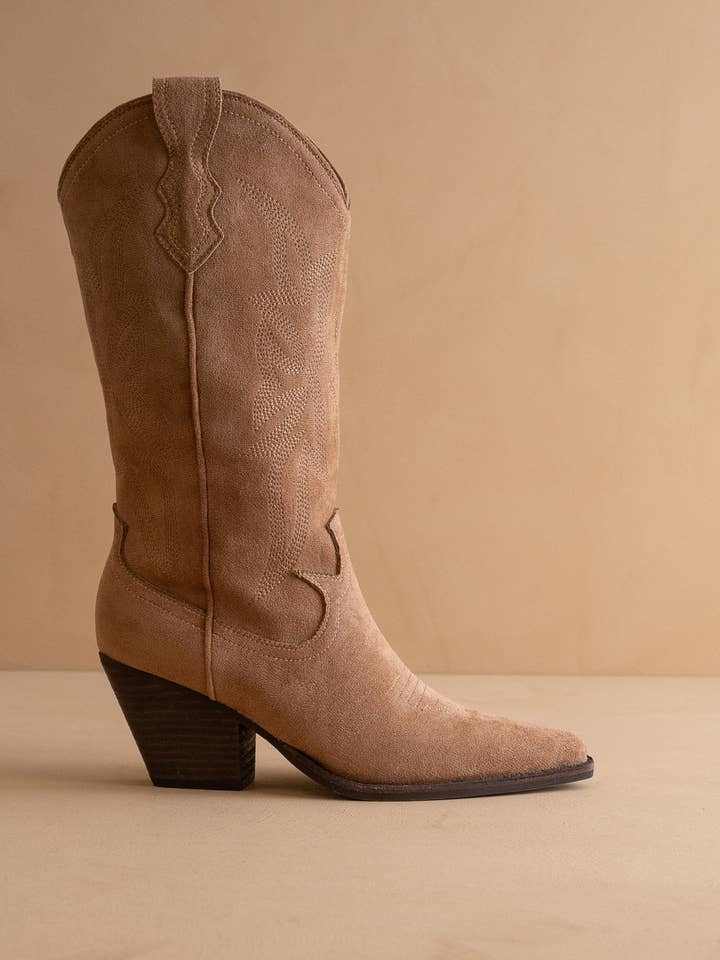 The Sahara | Latte Suede Western Cowboy Boot for wholesale on Faire