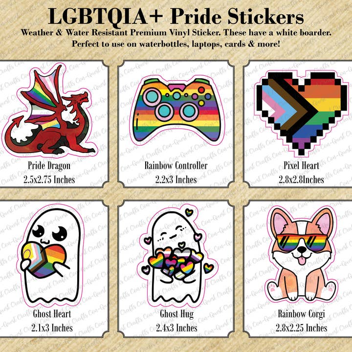 Pride Stickers - Shape cut Premium Vinyl Stickers for wholesale by Con-Quest Crafts