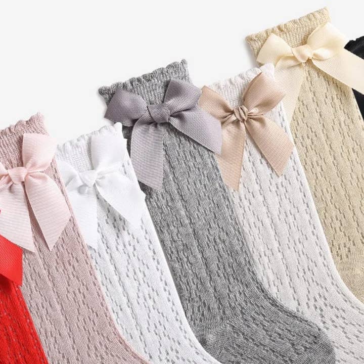 Cotton Socks - Wholesale Socks - Baby - High sock with Summer Bow.