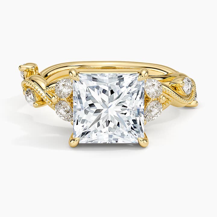 Vine Twist Milgrain Princess Lab Grown Diamond Center Engagement Ring for wholesale by Caratina