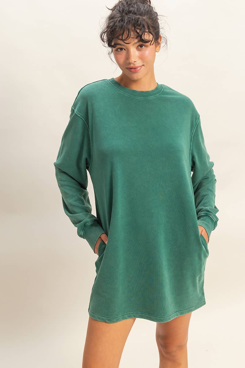 HYFVE – wholesale Dress – Women's – Mineral Washed Oversized Mini Sweatshirt Dress4