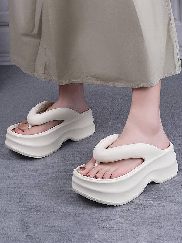 Mirazshoes WholeSale - Wholesale Sandals – Women's - Height Increasing Contrast Color Non-Slip Flip Flops Sandals1