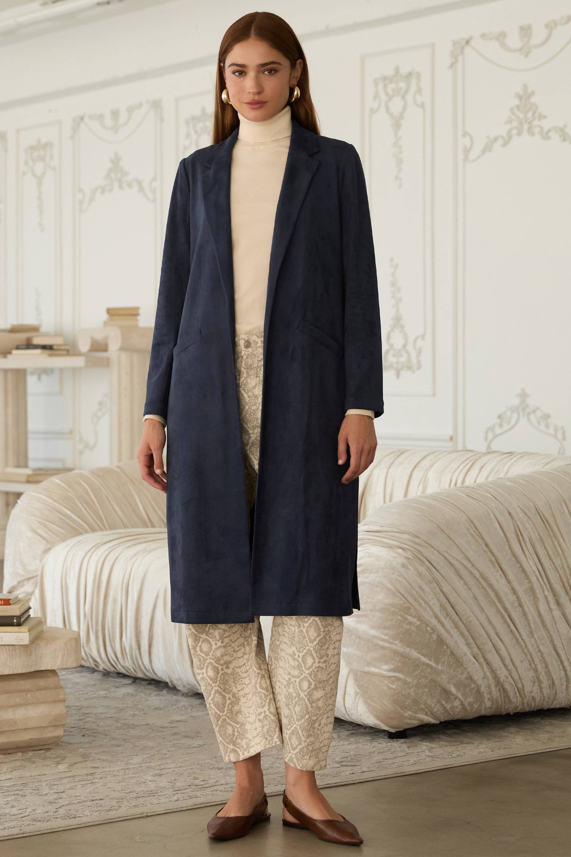 SKIES ARE BLUE - Wholesale Coat - Women's - Faux Suede Duster9