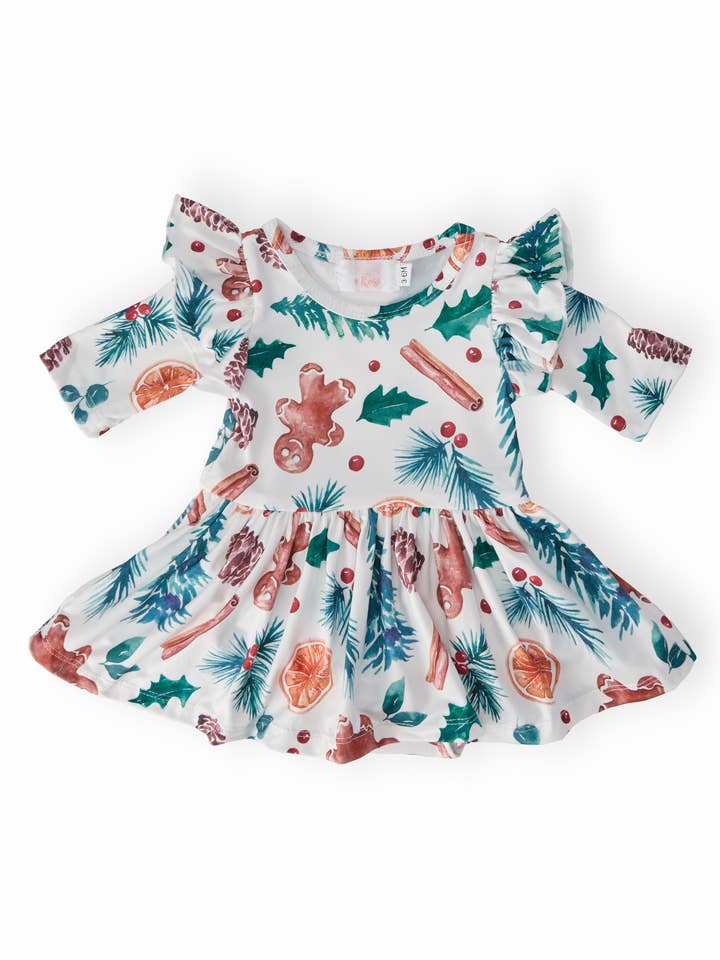 Mila & Rose - Wholesale Bodysuit (Non-Footed) - Baby - Classic Christmas Twirl Flutter Bodysuit
