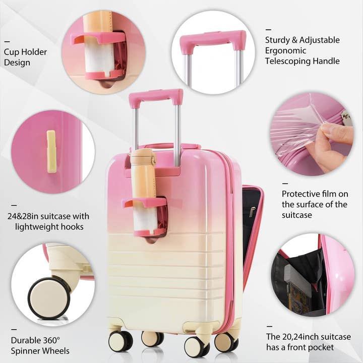 VTNG50 - Wholesale Luggage - Luggage Set of 3, 20, 24, 28inch with USB Port2