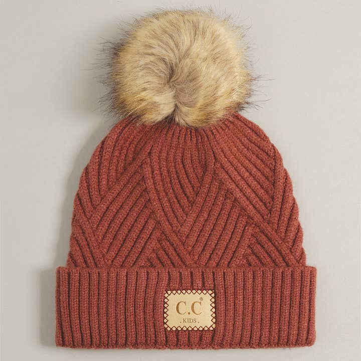 Fashion City - Wholesale Beanie - Kids - Kids Criss-Cross Pattern Beanie Hat2