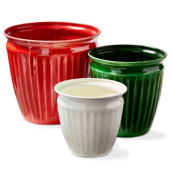 Christmas Merry Enamel Planter Set Of 3 for wholesale by tag