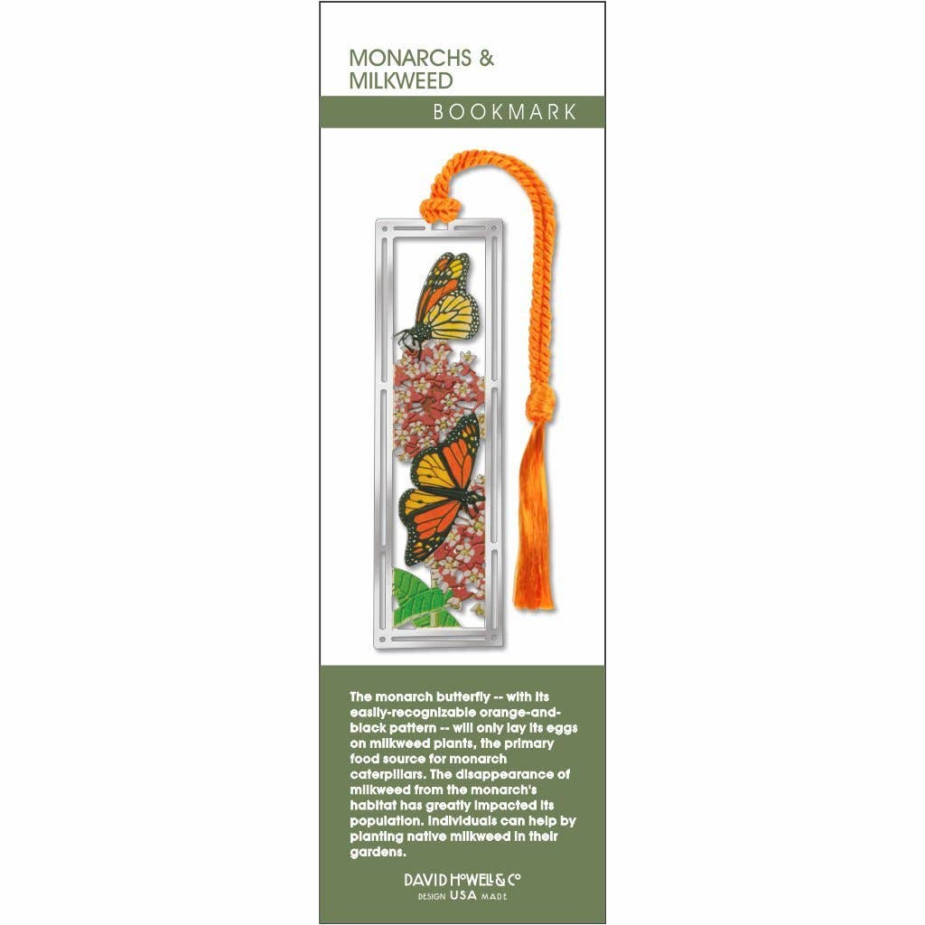 David Howell and Company - Wholesale Bookmark - Monarchs & Milkweed Metal Bookmark, MADE in USA1