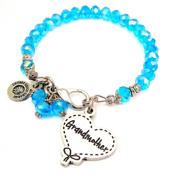 Pulseira de cristal com respingo de coração acolchoado da avó por atacado de Chubby Chico Charms