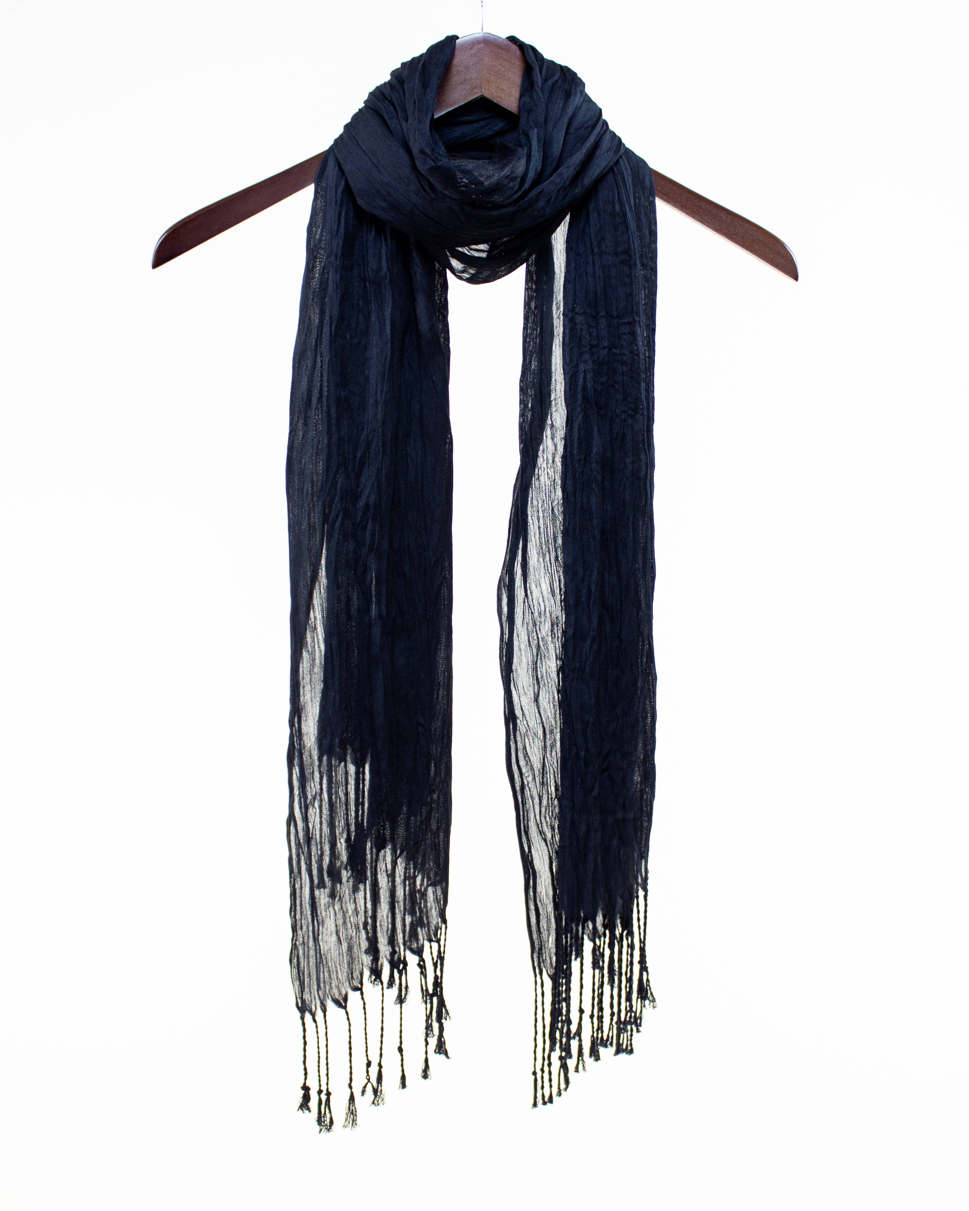 Original USA - Wholesale Scarf - Women's - Sheer Solid Scarf with Fringe2