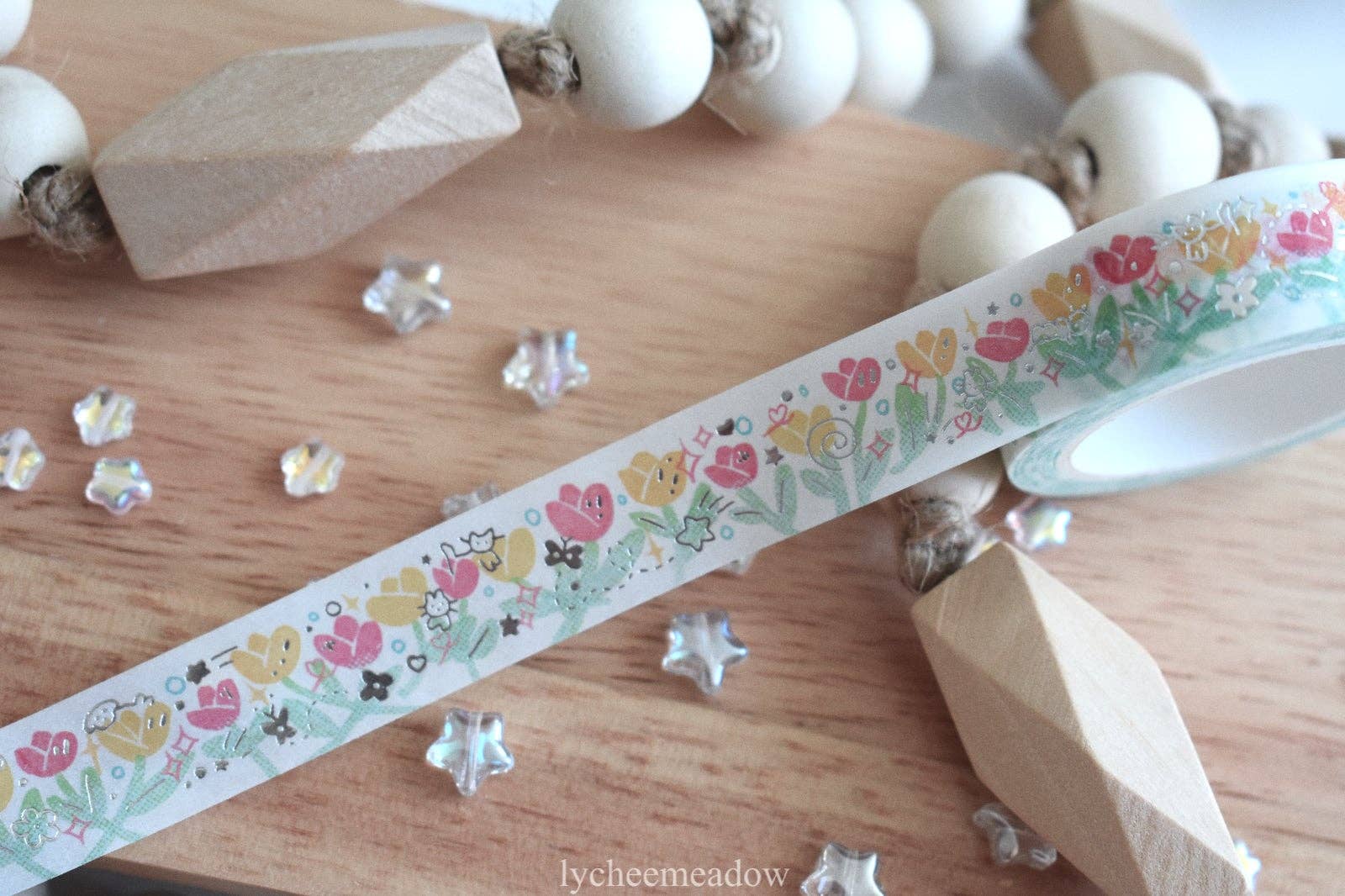 Lycheemeadow - Wholesale Washi Tape - Tulips Silver Metallic Foil Washi Tape4