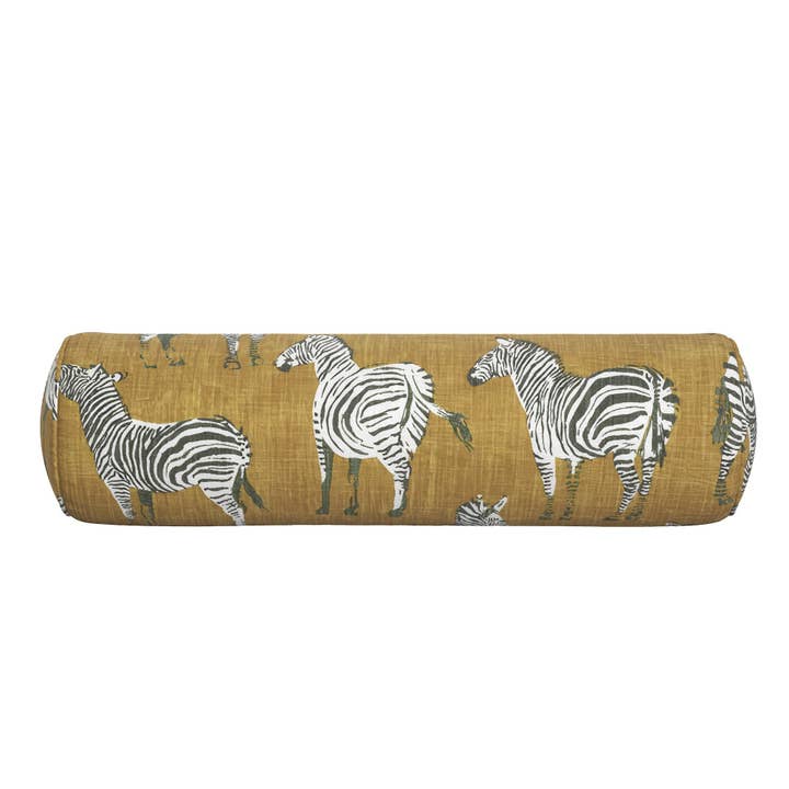 The Pillow Collection Inc. – Almofada lombar por atacado – Travesseiro cilindro Arlington com estampa de zebra em vermelho ou amarelo5