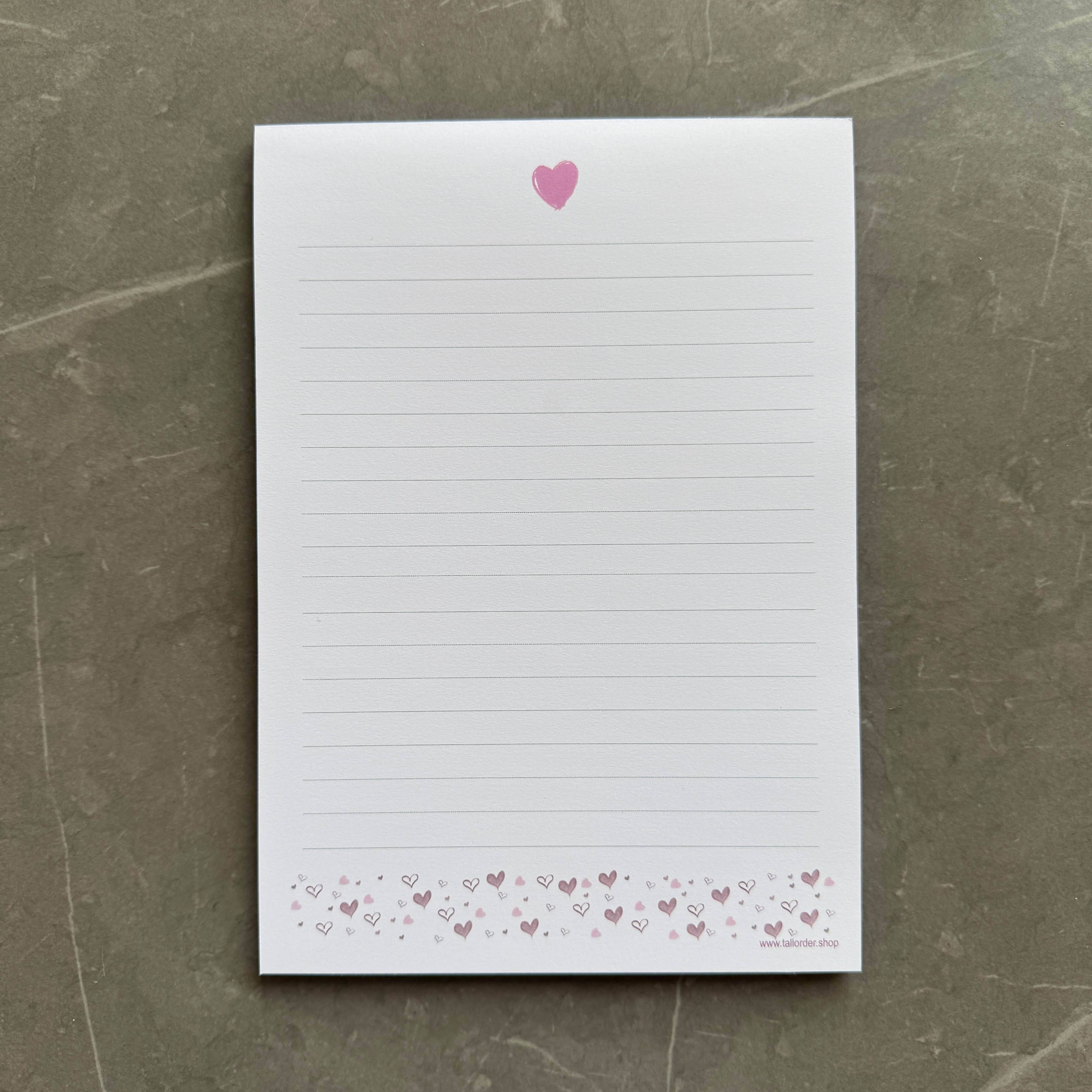 Tall Order - Wholesale Notepad - A5 Notepad with Heart Pattern, Jotter, Love Letter Lined Pad1