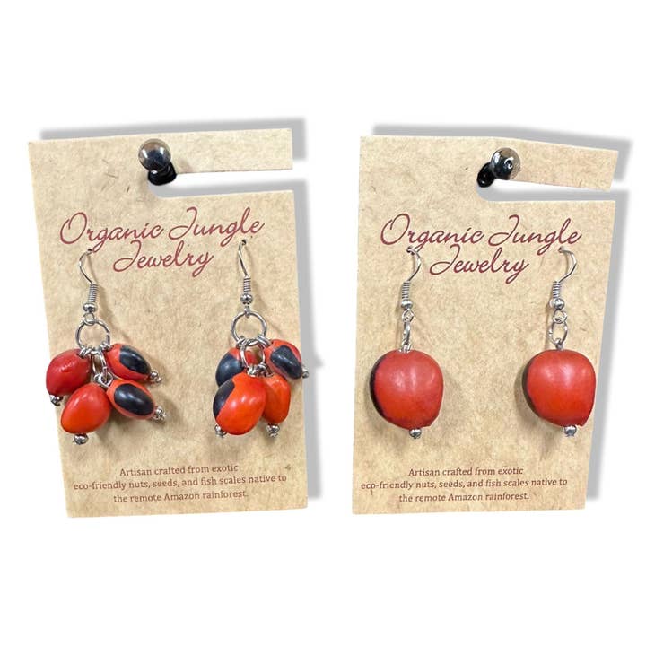 Sanyork Fair Trade - Wholesale Dangle Earrings - Peruvian Huayruro Earrings Seeds Bunch Design